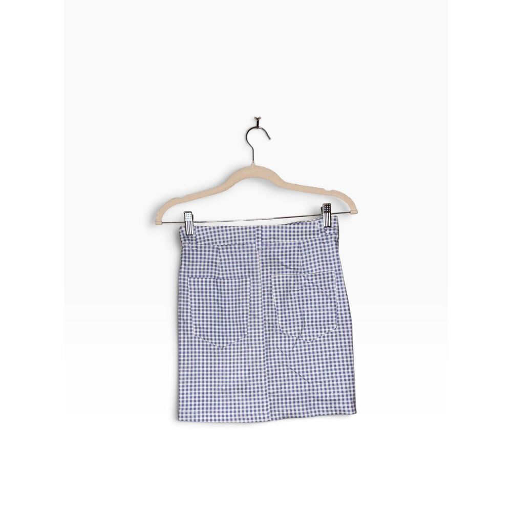 Forever 21 Women's Light Purple White Gingham Check Mini Skirt Rayon Blend